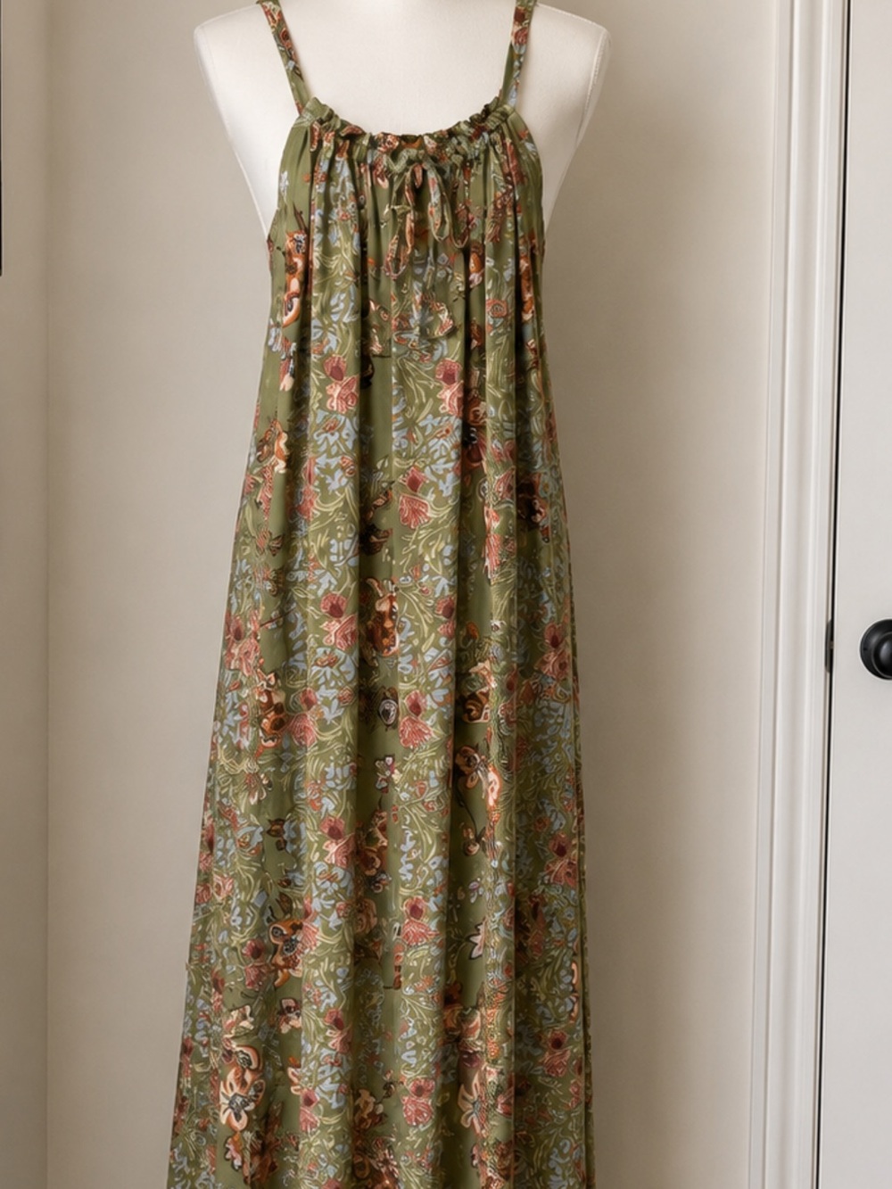 O'Neill Olive Green Floral Maxi Dress